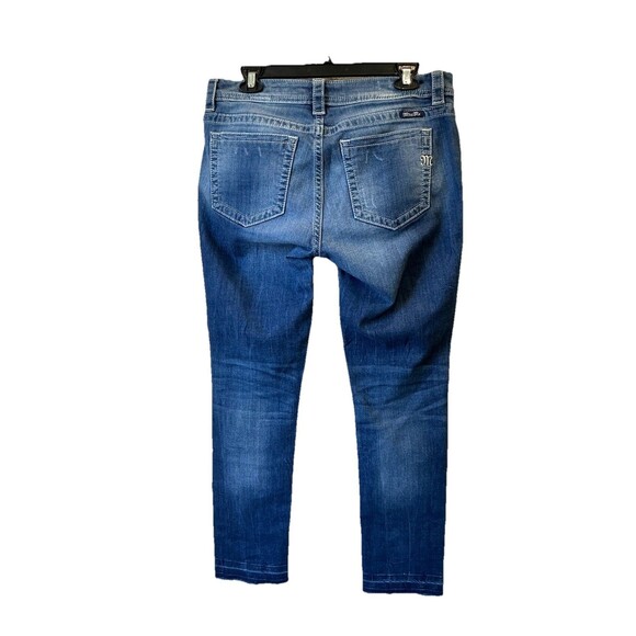 Miss Me Jeans Skinny Mid Rise Size 31 inch Distressed 28 Inseam - Picture 2 of 6
